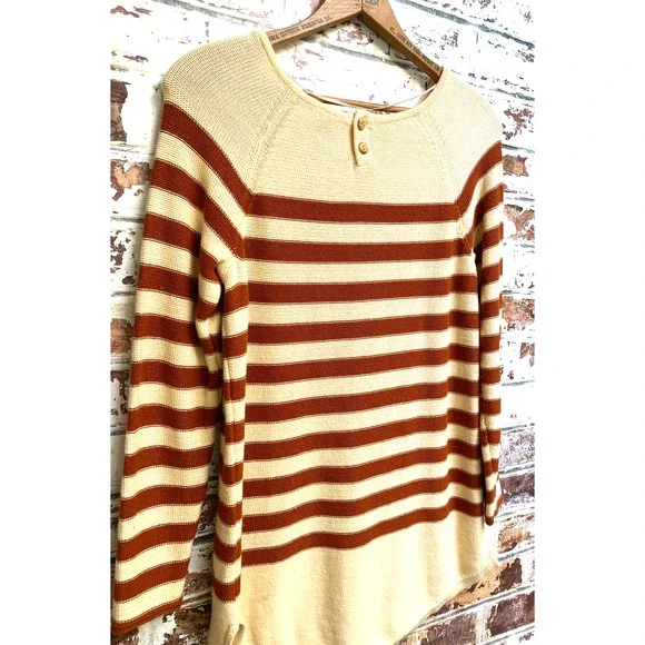 Free People Beach Pure Cotton Knit Nautical Striped Oversided Tunic Sweater - Picture 2 of 11